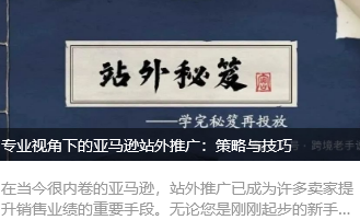 专业视角下的亚马逊站外推广：策略与技巧